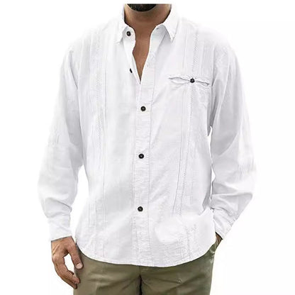 Casual Linen Shirt with Pocket for Men