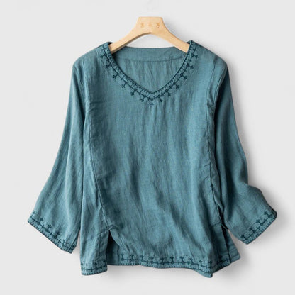 Taysia | Classic V-Neck Women's Blouse - Olytrend