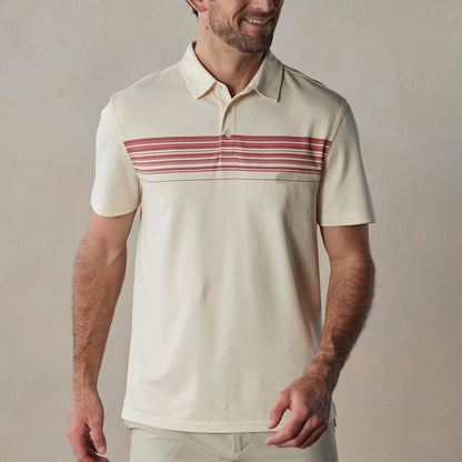 Slim Fit Men's Striped Polo Shirt Breathable Cotton