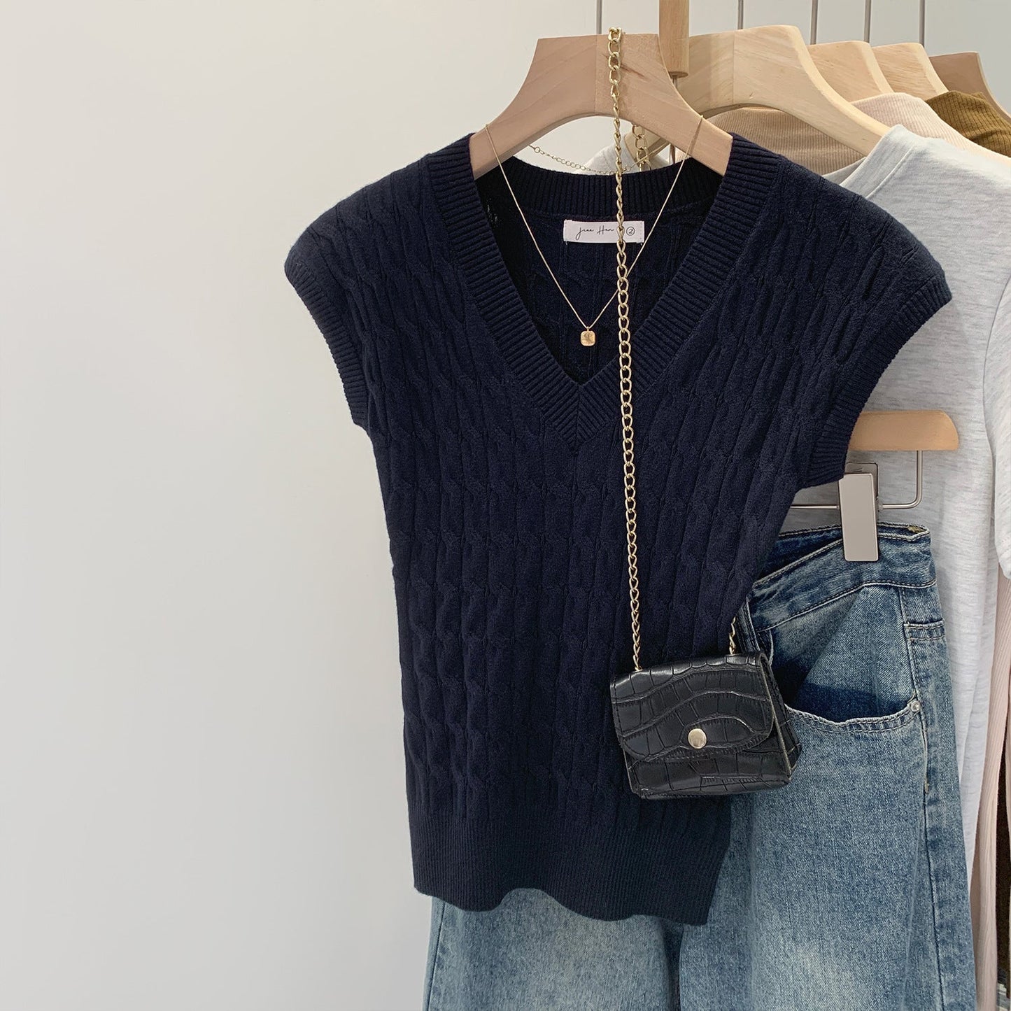 Women's Cable Knit Tank Top Vest - Nocini