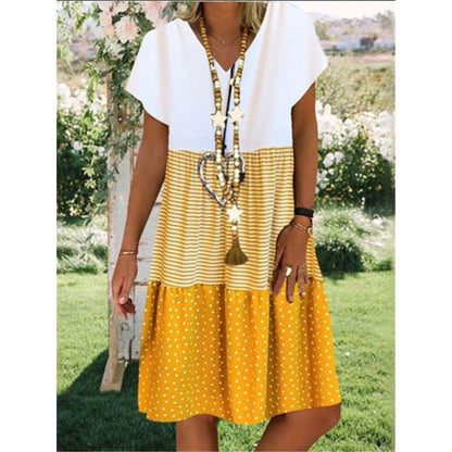 Loose Fit V Neck Summer Dress - Nocini