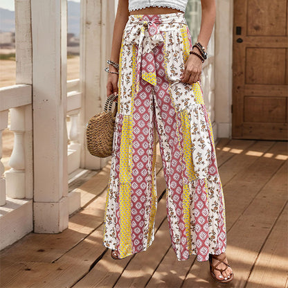 Comfy High Waisted Wide Leg Pants with Elastic Waist