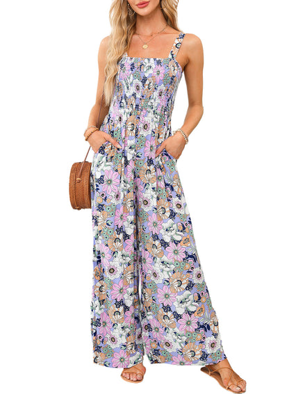 Women's Flowy V Neck Jumpsuit with Loose Fit and Pockets - Nocini