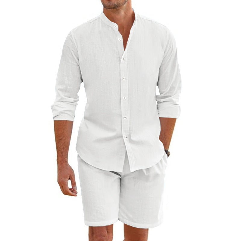 Lightweight Linen Button Down Shirt and Shorts Set