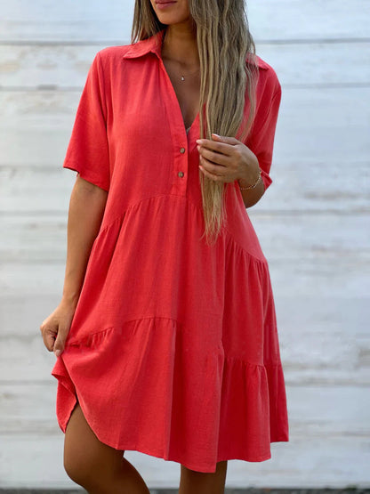 Comfortable Short Sleeve Ruffle Dress for Women