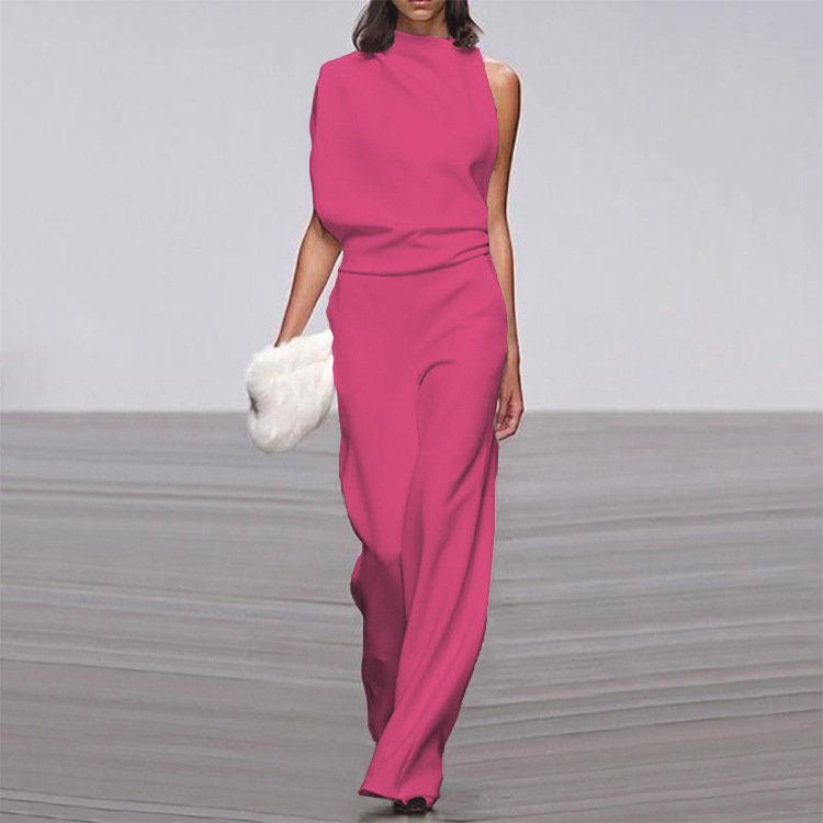 Elegant Women's One Shoulder Wide Leg Jumpsuit