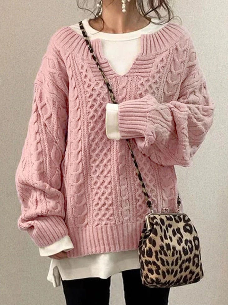 Cozy Women's Cable Knit Sweater Long Sleeve