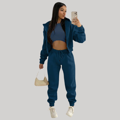 Ladies Comfortable Sporty 3 Piece Tracksuit Set