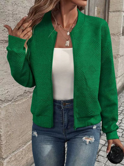 Frankie | Women's Cozy Waffle Weave Bomber Coat