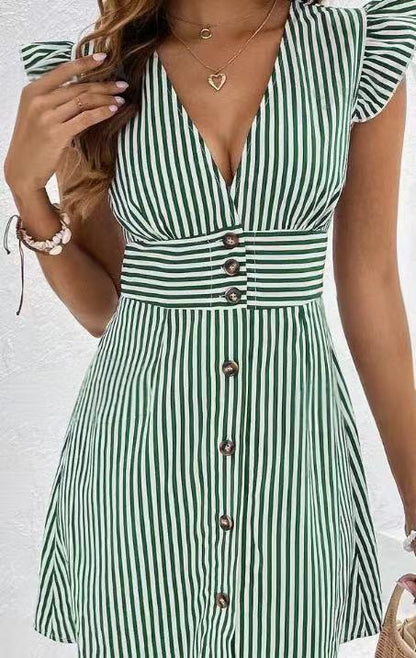 Casual V-Neck Striped Summer Dress