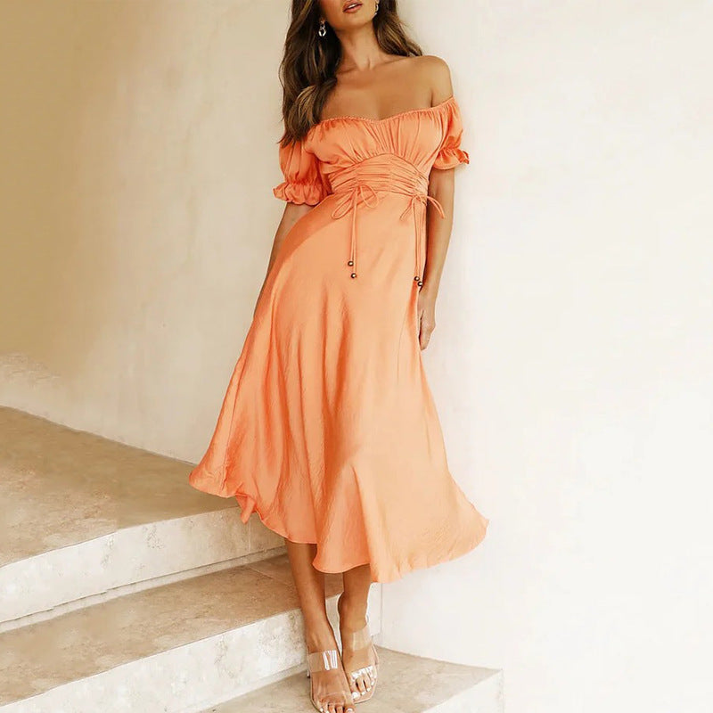 Ladies Casual Midi Dress with Ruffles and Flare Sleeves - Nocini
