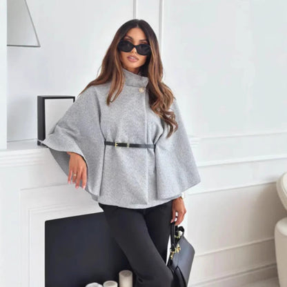 Warm Fleece Hooded Button Cape