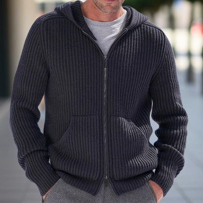 Cozy Men's Hooded Knit Cardigan Sweater