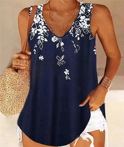 Women's Casual V-Neck Tank Top Floral Lightweight