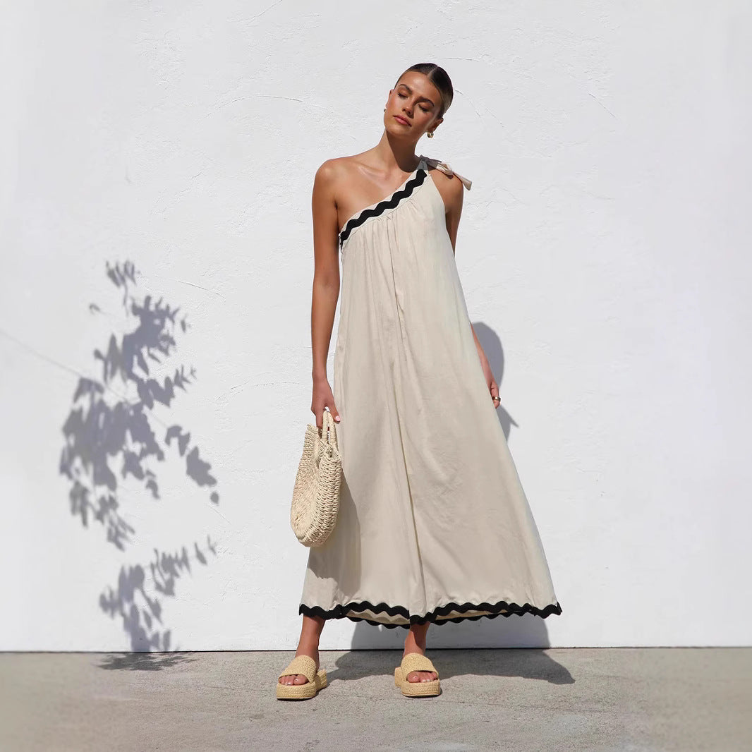 Women's Casual One Shoulder A-Line Dress - Nocini