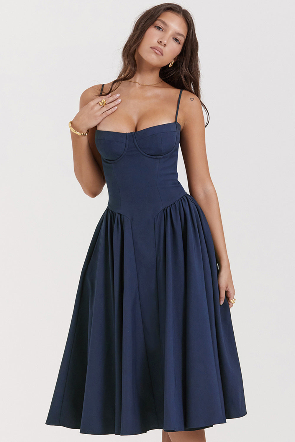 Elegant Ladies' A-Line Dress with Fitted Top