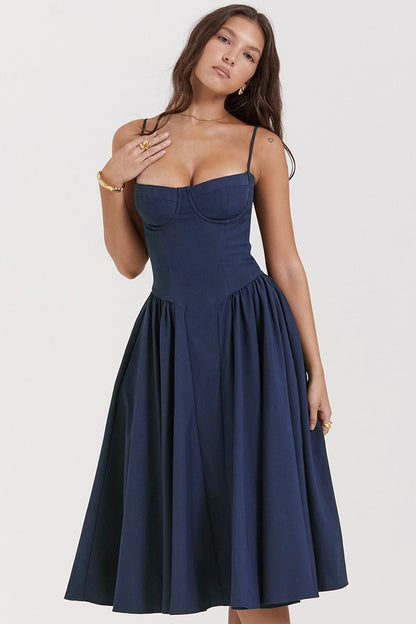 Elegant Ladies' A-Line Dress with Fitted Top