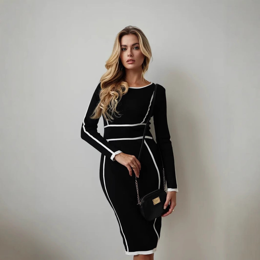 Fitted Knit Knee Length Women's Dress