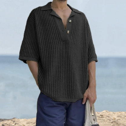 Relaxed Fit Men's Short Sleeve Sweater