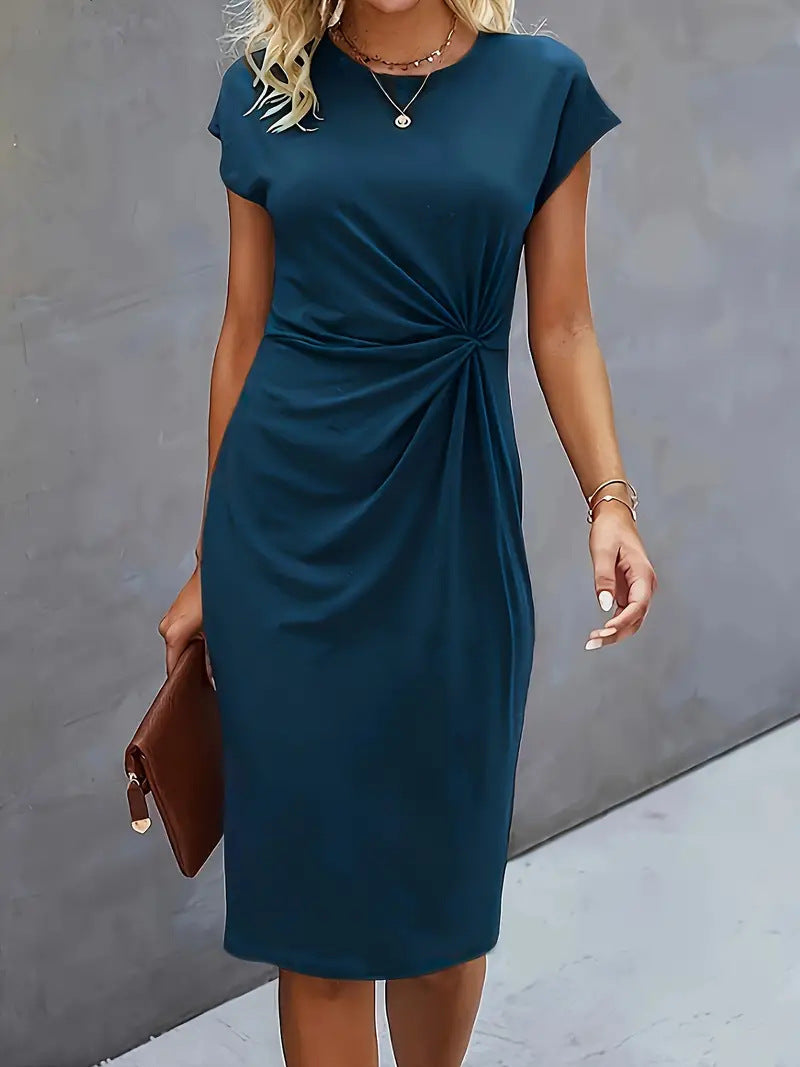 Fit and Flare Bodycon Mini Dress with Side Tie Detail