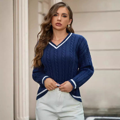 Cozy Women's Cable Knit V-Neck Sweater - Nocini