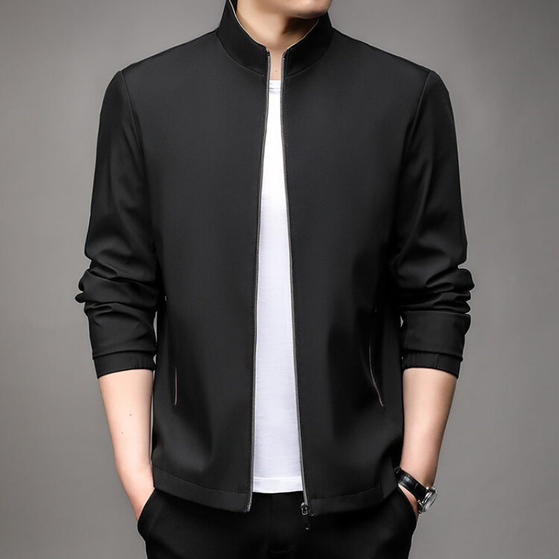 Slim Fit Mens Jacket with Zipper and Soft Collar