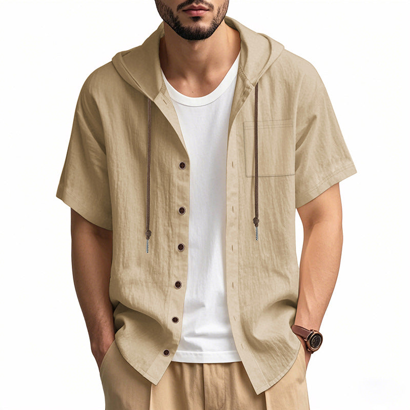 Casual Linen Hoodie Shirt for Men
