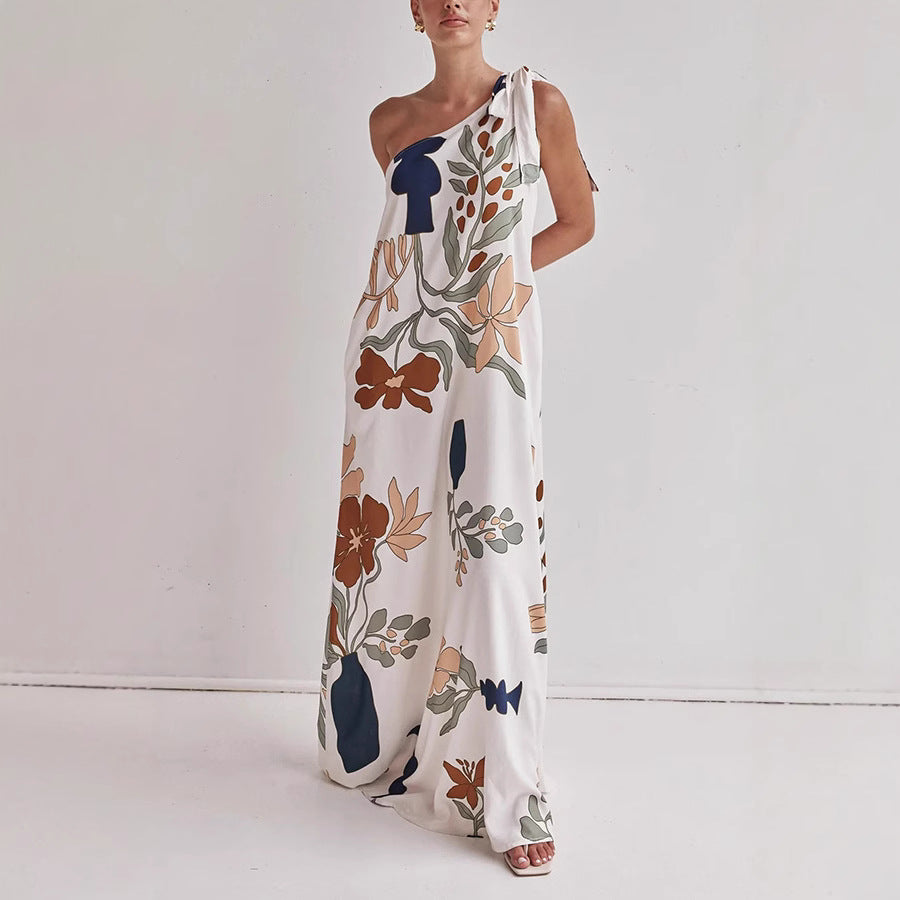 Relaxed Fit Womens Maxi Dress with Graphic Print - Nocini