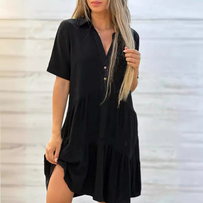 Comfortable Short Sleeve Ruffle Dress for Women