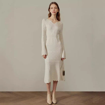 Stylish Knit Long Sleeve Midi Dress