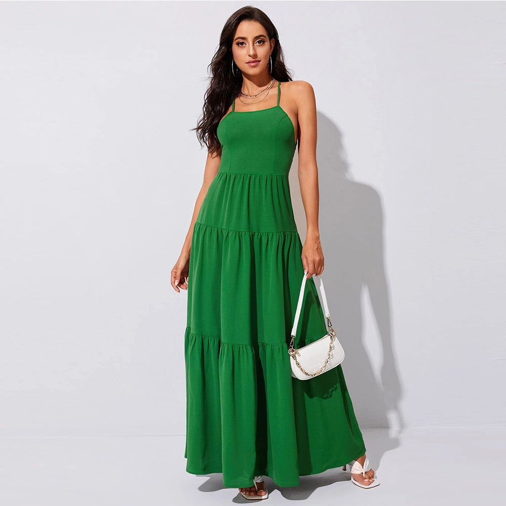 Ladies Formal Gown - Fitted Bodice - Tiered Skirt - Sleeveless Backless Style