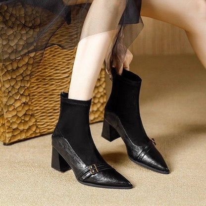 Ladies Low Heel Ankle Boots - Pointed Toe Style - Nocini