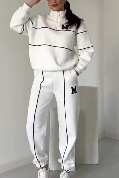 Ladies Comfortable Jogger Suit Half Zip Elastic Bottoms