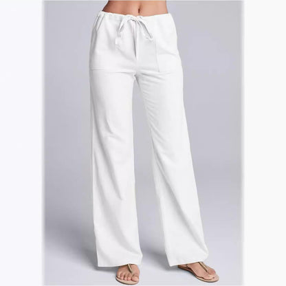 Comfortable Women's Cotton Pants Elastic Waist Full Length - Nocini