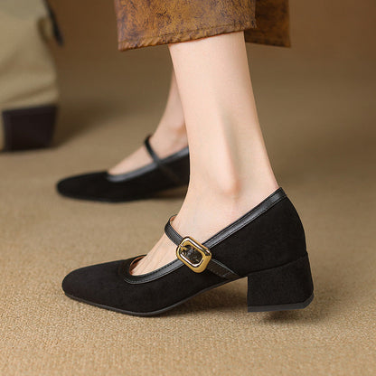 Classic Round Toe Mary Jane Shoes - Buckle Detail