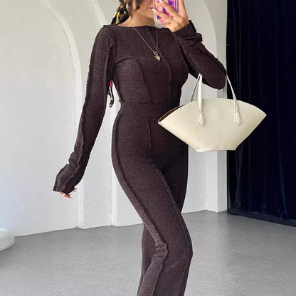 Women's Fit Knit Top and High Waist Trousers
