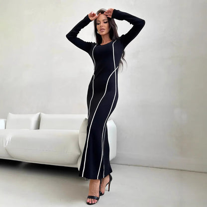 Slim Fit Women's Long Sleeve Stretch Dress