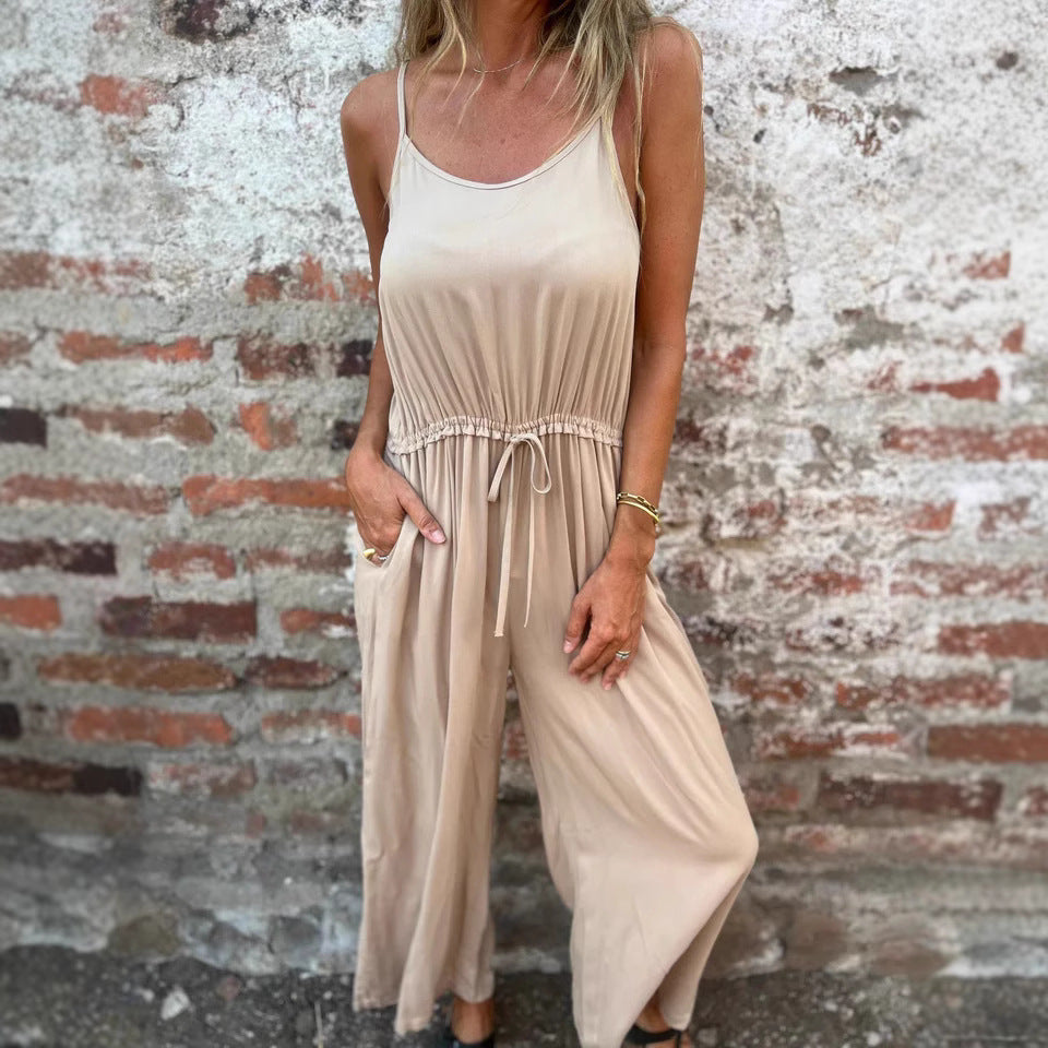 Loose Fit Women's Jumpsuit with Elastic Waist - Nocini