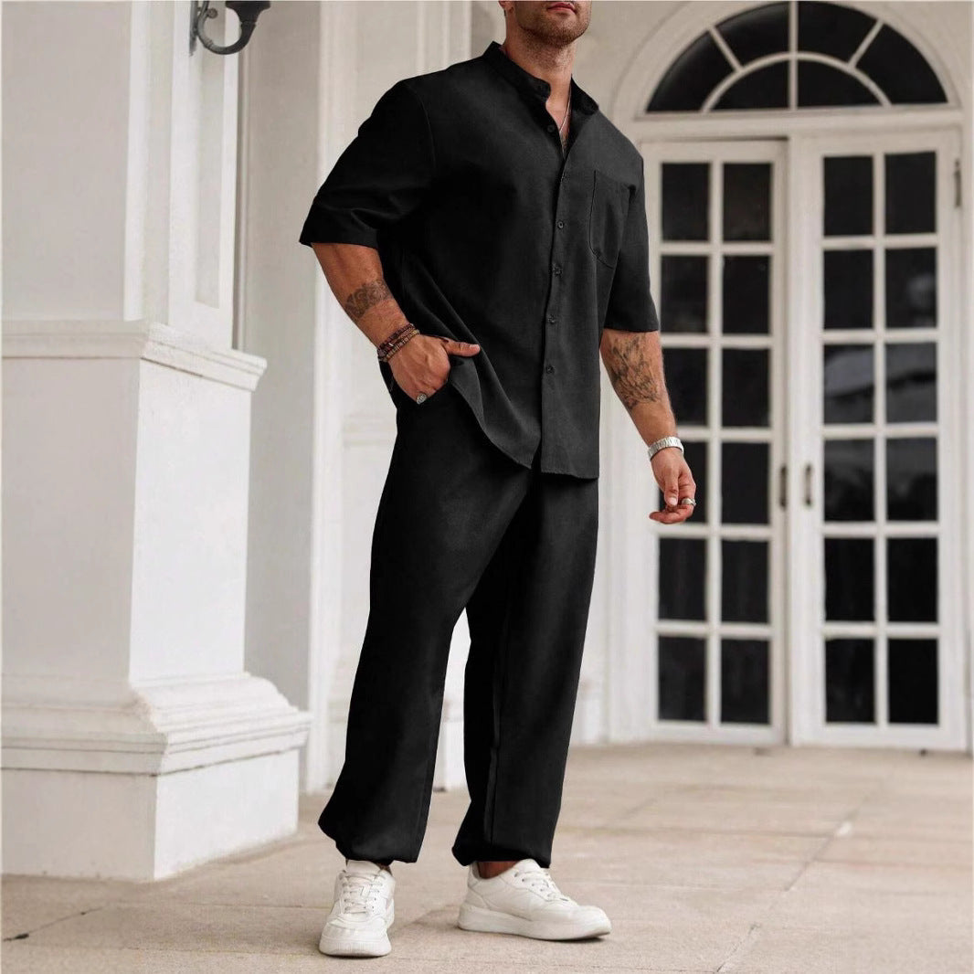 Casual Lounge Set - Soft Short Sleeve Shirt and Pants - Nocini