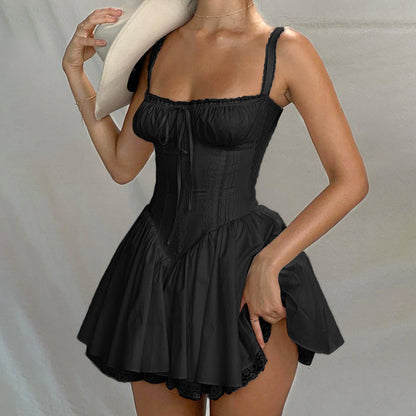 Women's Short Lace Dress with Open Back
