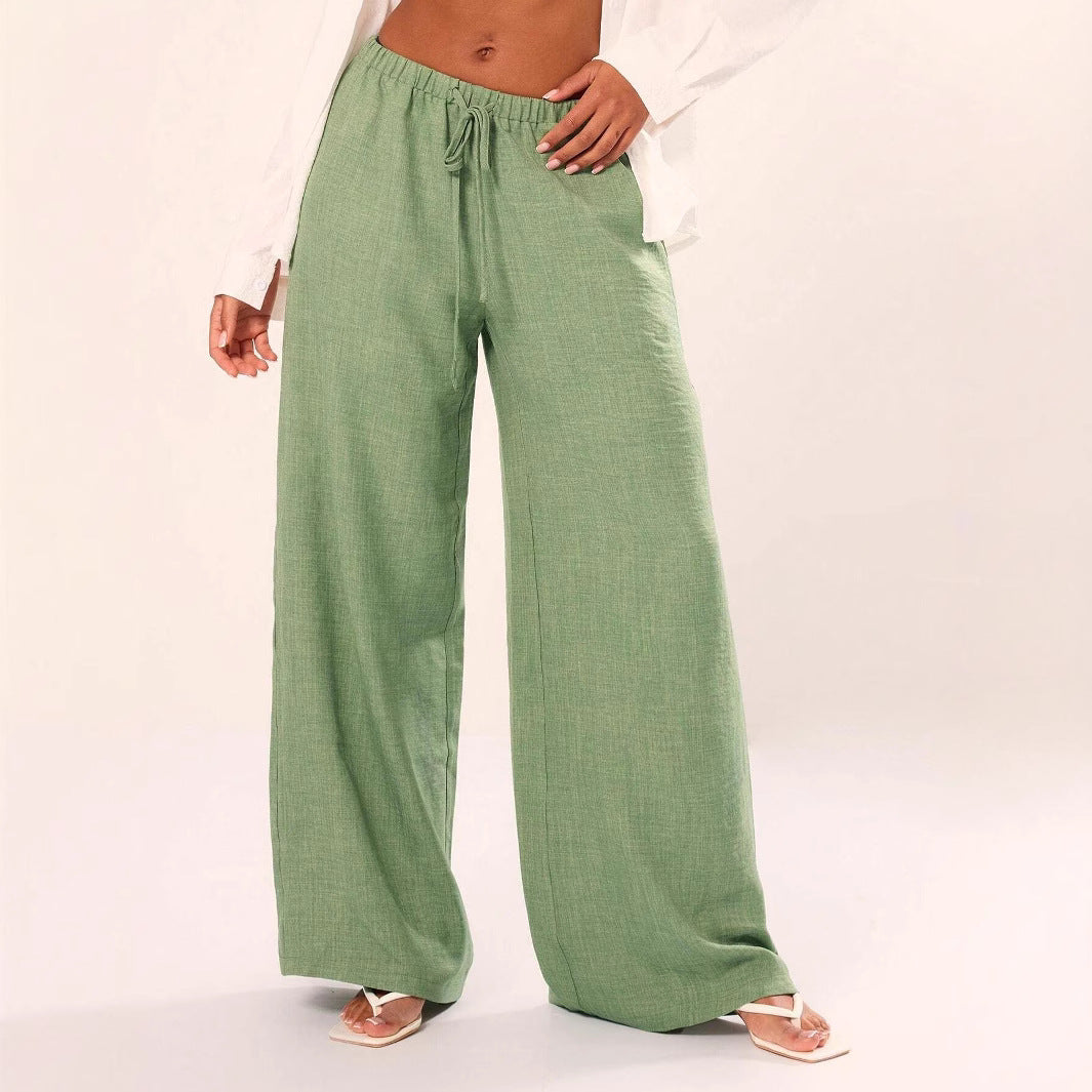 Comfortable Wide Leg Women's Linen Pants - Nocini