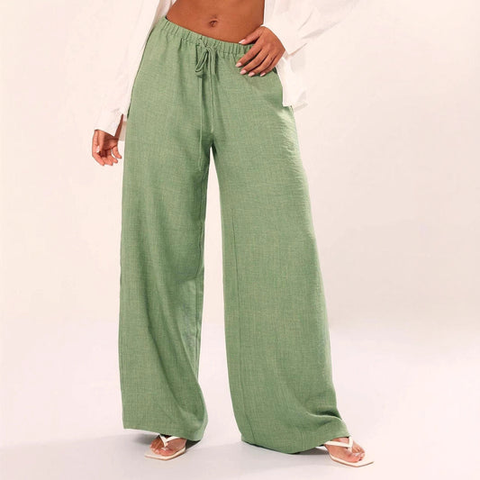 Comfortable Wide Leg Women's Linen Pants - Nocini
