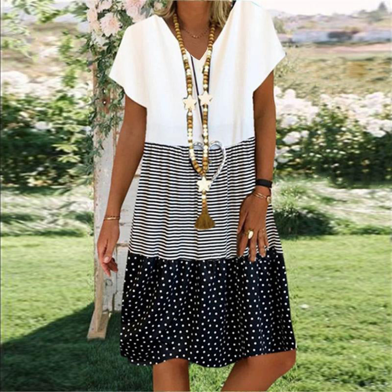 Loose Fit V Neck Summer Dress