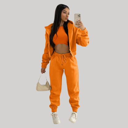 Ladies Comfortable Sporty 3 Piece Tracksuit Set