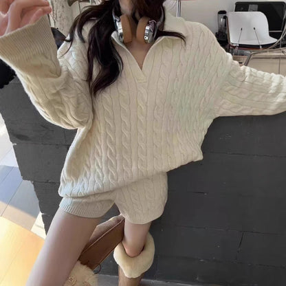 Cozy Crew Neck Women's 2-Piece Sweater Set
