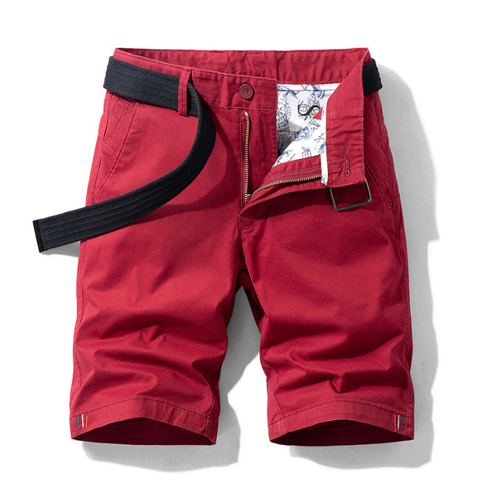 Comfortable Cotton Mens Shorts with Belt and Pockets