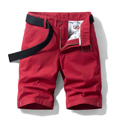 Comfortable Cotton Mens Shorts with Belt and Pockets