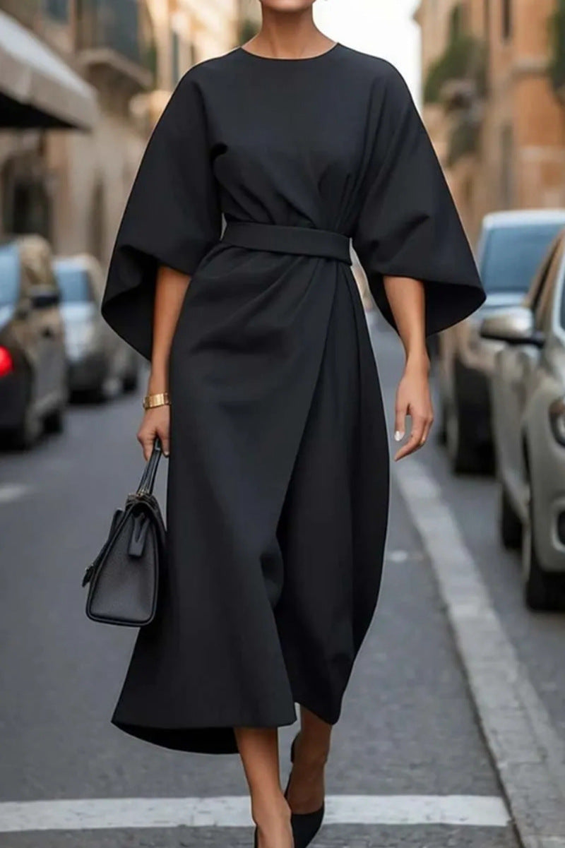 Flattering Long Sleeve Women's Dress with Fitted Waist