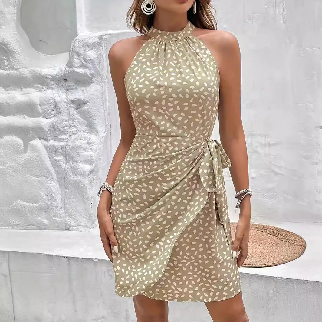 Chic Mini Wrap Dress for Women Halterneck