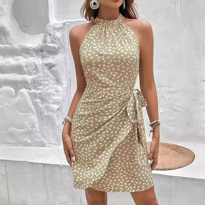 Chic Mini Wrap Dress for Women Halterneck